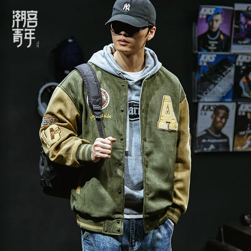 baseball jacket mens fashion ed Coats street bomber hiphop clothing top 250317