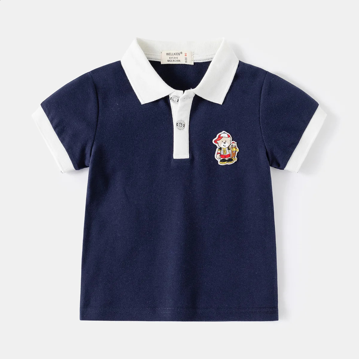 Baby Boys Short-sleeved T-shirt Summer Boys Color Blocking Short-sleeved POLO Shirt Baby Cartoon Tops 250319
