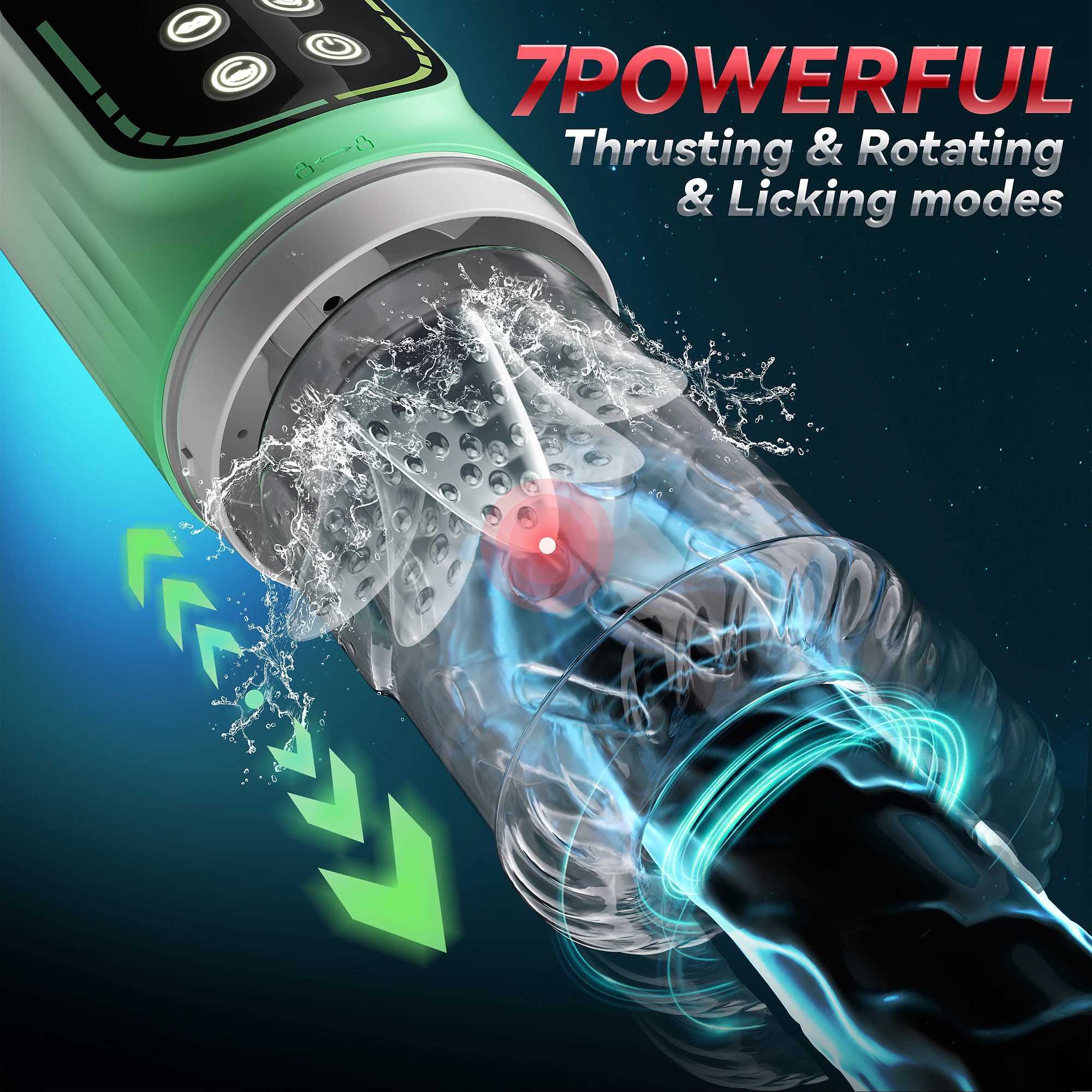 Automatic push-pull rotating male masturbator with LED display screen penis pump suction pocket cat oral sex machine sex toyXJ250319