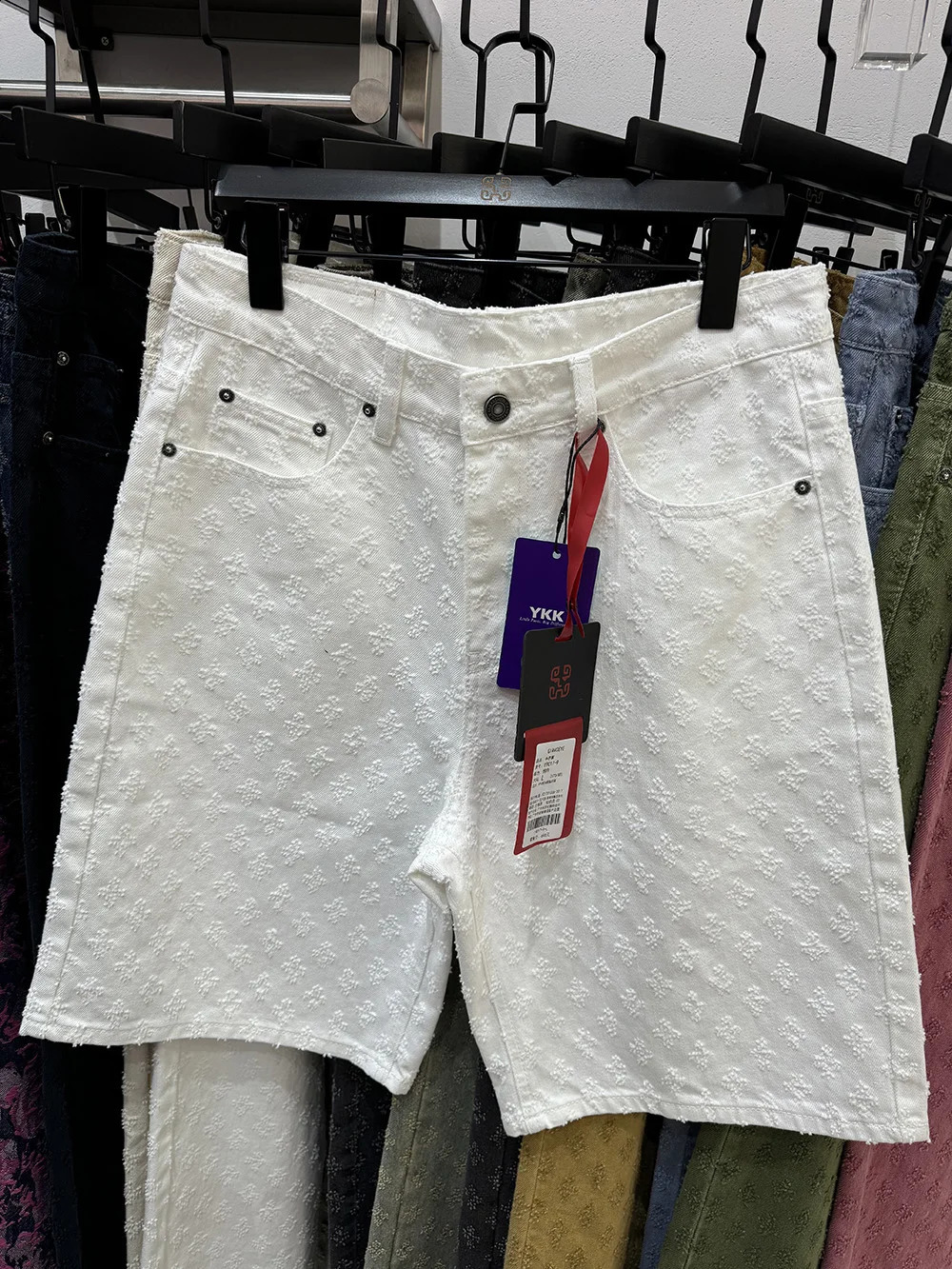 Summer Men Distressed Short Jeans Vintage Jacquard Straight Leg Mens Denim Shorts Pants 250317