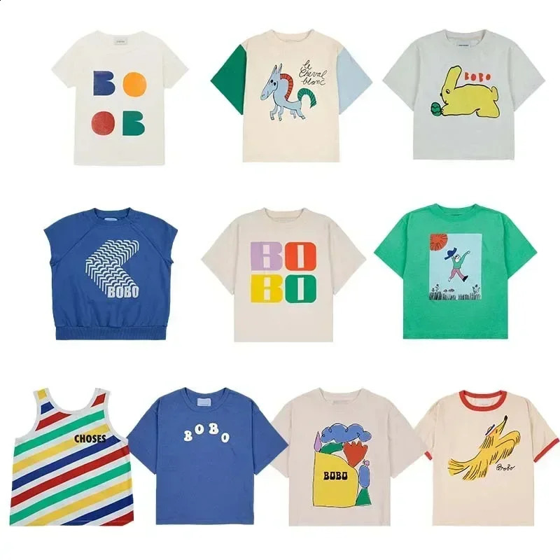 Organic Cotton Short Sleeve Kids T-Shirts 25 Summer Boys Girls Tops Breathable and Soft Inside Short-sleeved T-shirt 250319