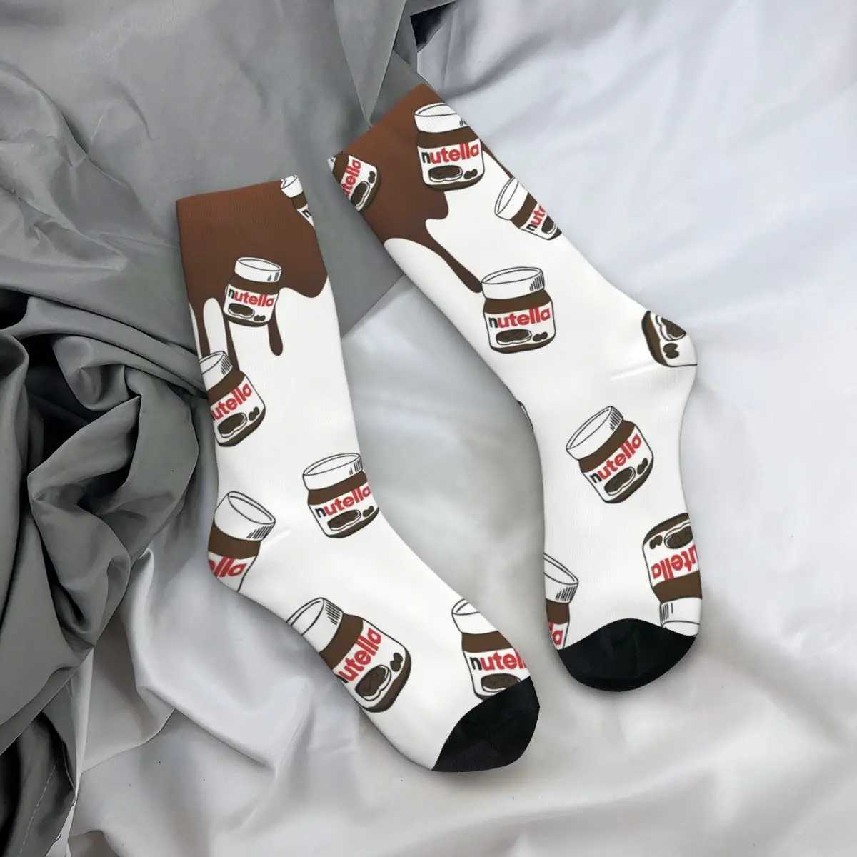 Chocolate food cartoon nut socks mens and womens spring long socks polyester X250319
