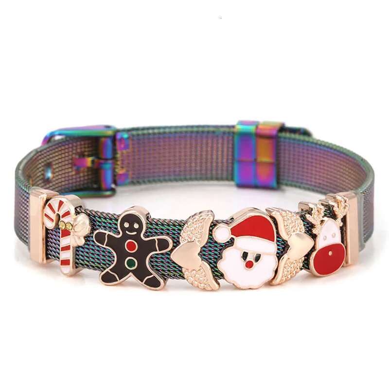 2024 Christmas Jewelry Mesh Charm Bracelets With Santa Claus Bells Beads Bracelet For Women Men Christmas Jewelry Special Offer