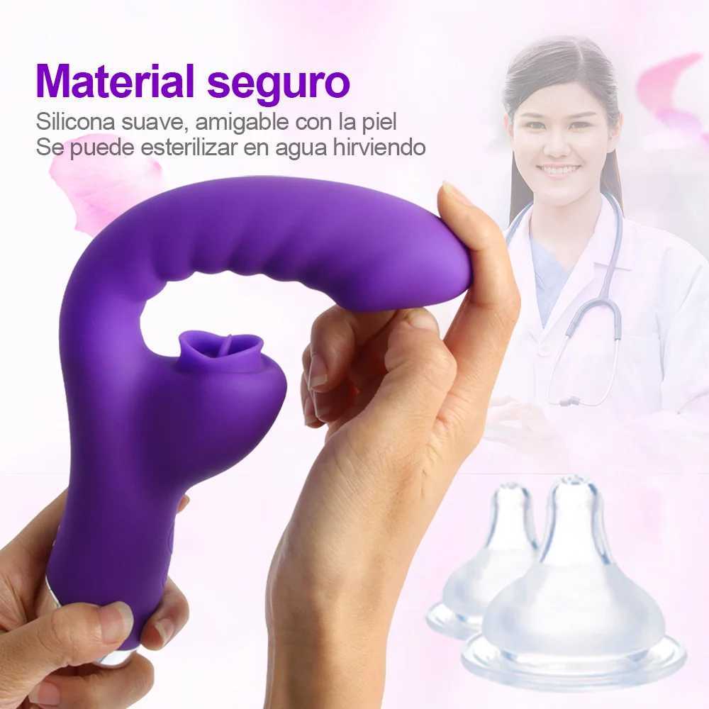 Female vibrator 2-in-1 licking male clitoral stimulator G-Spot powerful vibration fake penis stick female clitoral suction cup adult sex toy W250319
