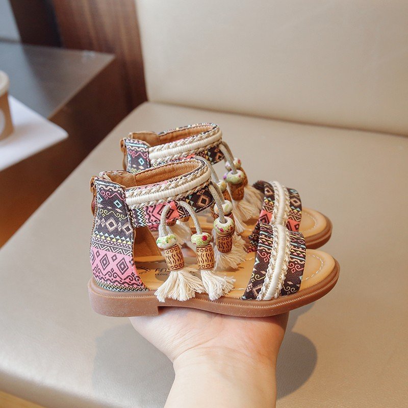 Girls sandals Little girls foreign style holiday shoes Roman shoes new summer children's beach shoes