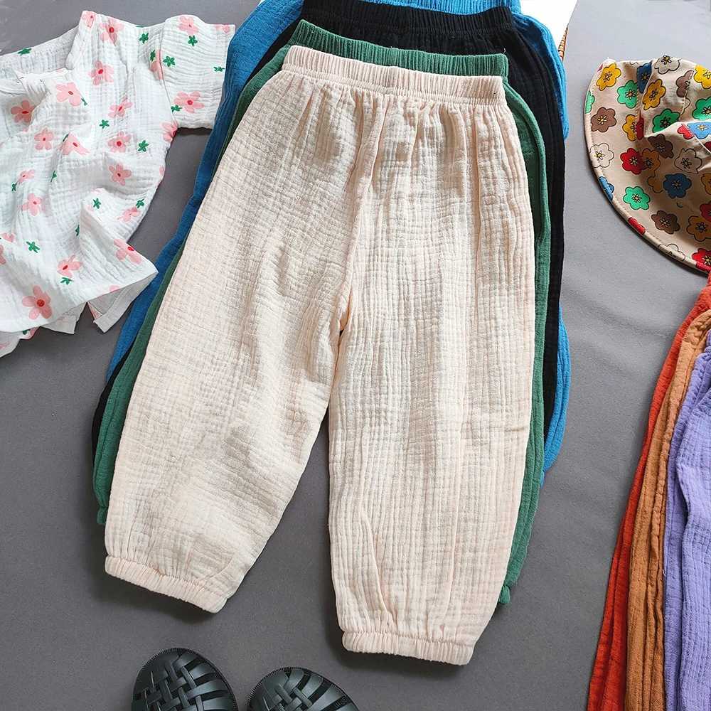 Summer boys and girls cotton linen pants casual baby loose harem pants girls breathable pants childrens clothingT250318