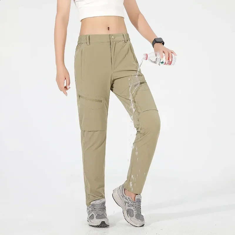 Quick Dry Mens Pants Elastic Waist Stretch Cargo Trouser Male Waterproof Outdoor Summer Zip Pocket Camping Fishing Lightweight 250319