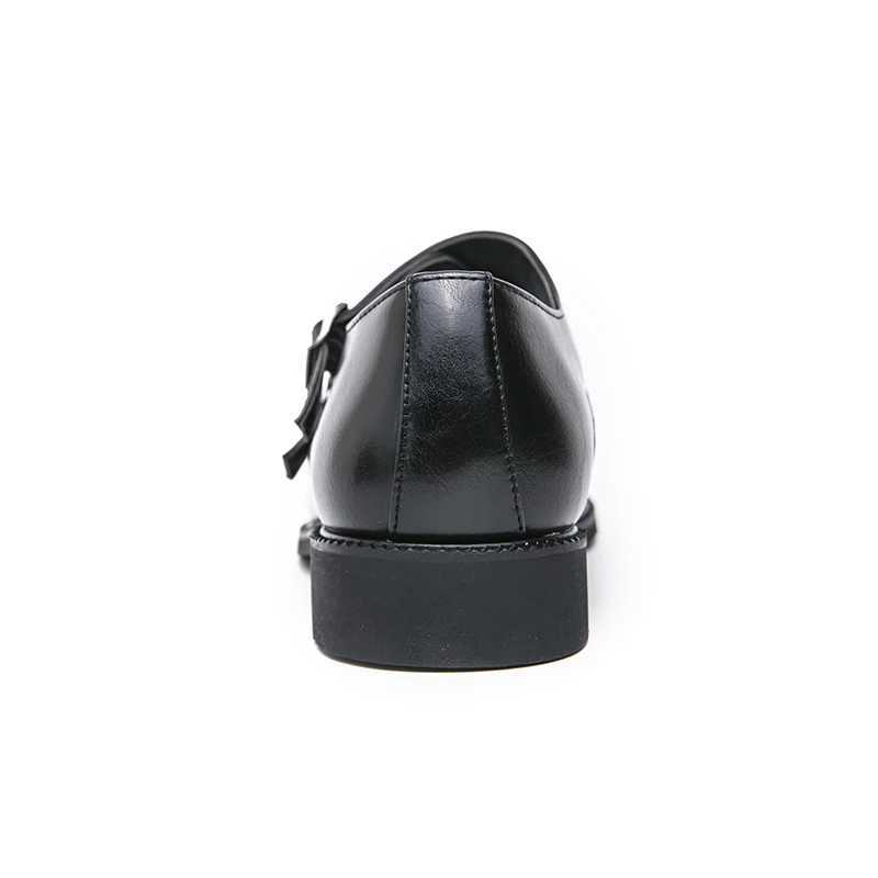 Classic dress mens leather shoes with corner toe buttons for business office weddings soft and comfortable mens shoesXJ250319
