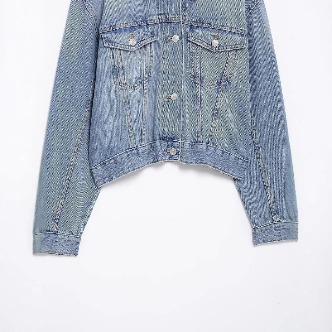 Casual diamond embossed lapel single button denim jacket for women crossborder style elegant and fashionable 250319