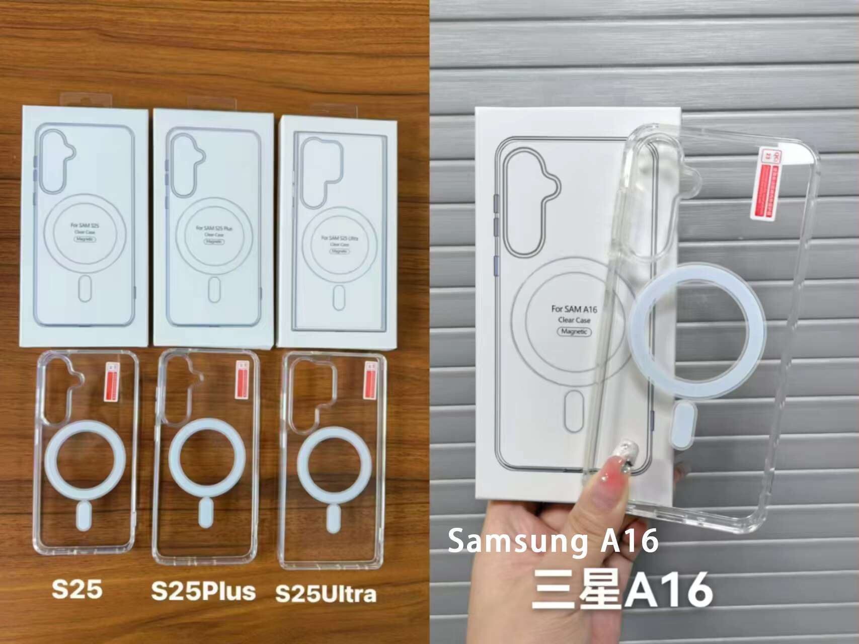 Mobile Phone Transparent TPU Magnetic Protective Case for Samsung A56 A36 A15 S23 S24 S25 Ultra S22Plus