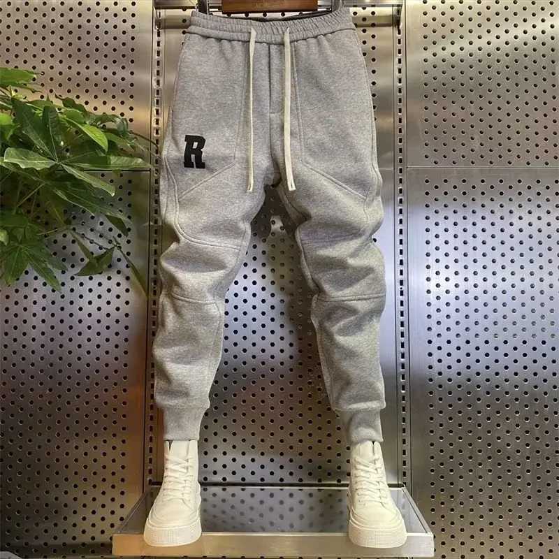 Autumn Mens Cotton Sport Pants High Street Joggers R Embroidery Trousers 9-Minute Sweatpants Fashionable Mens Clothing 2024 X250319