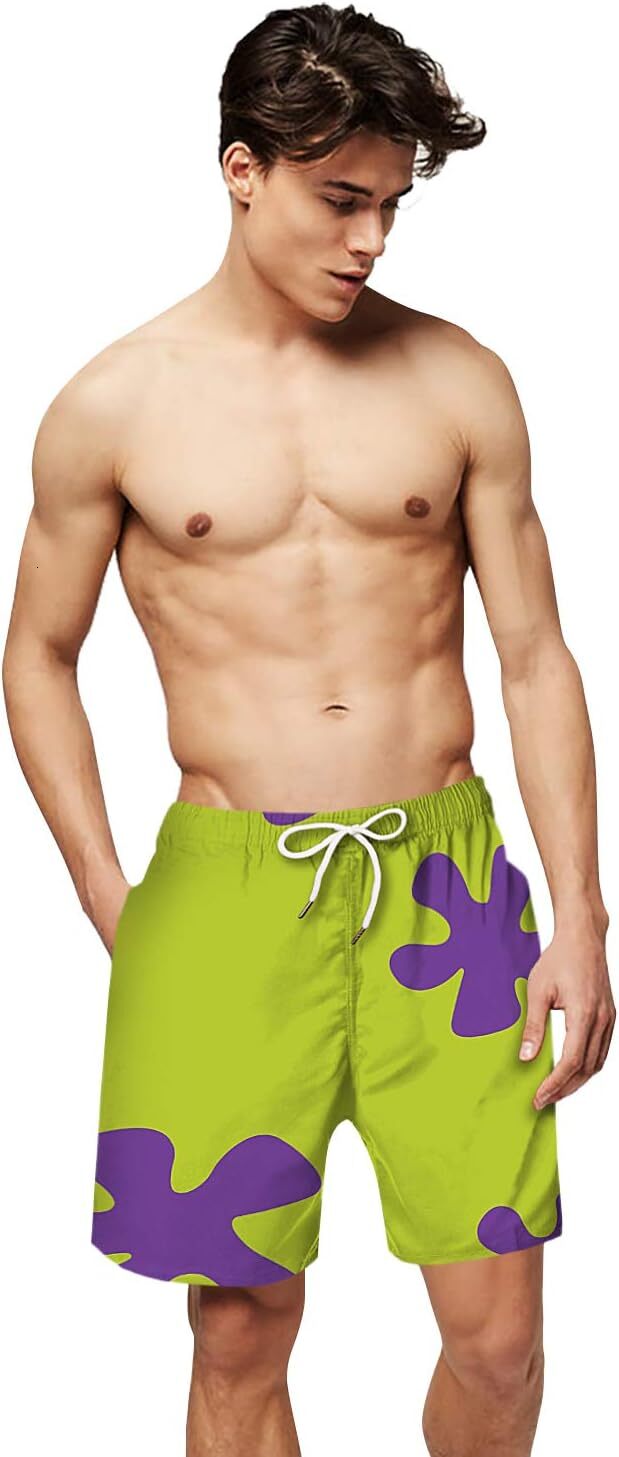 Mens Swim Trunks 3D Funny Print Elastic Waist Board Shorts Quick Dry Beach Swim Shorts cool nice