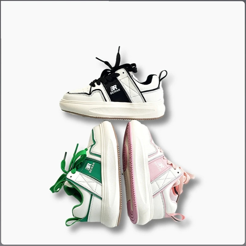 Autumn Genuine Leather Kids Skate Shoes Spring Outdoor Sports Boys Clunky Sneaker Non-slip Cushioned Sole Girls Casual Shoes 250319