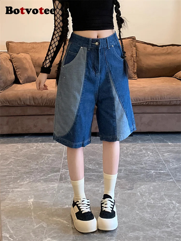 Botvotee Blue Summer Bermuda Womens Jeans Korean Fashion Street Clothing Kayaking Work Denim Shorts 250317