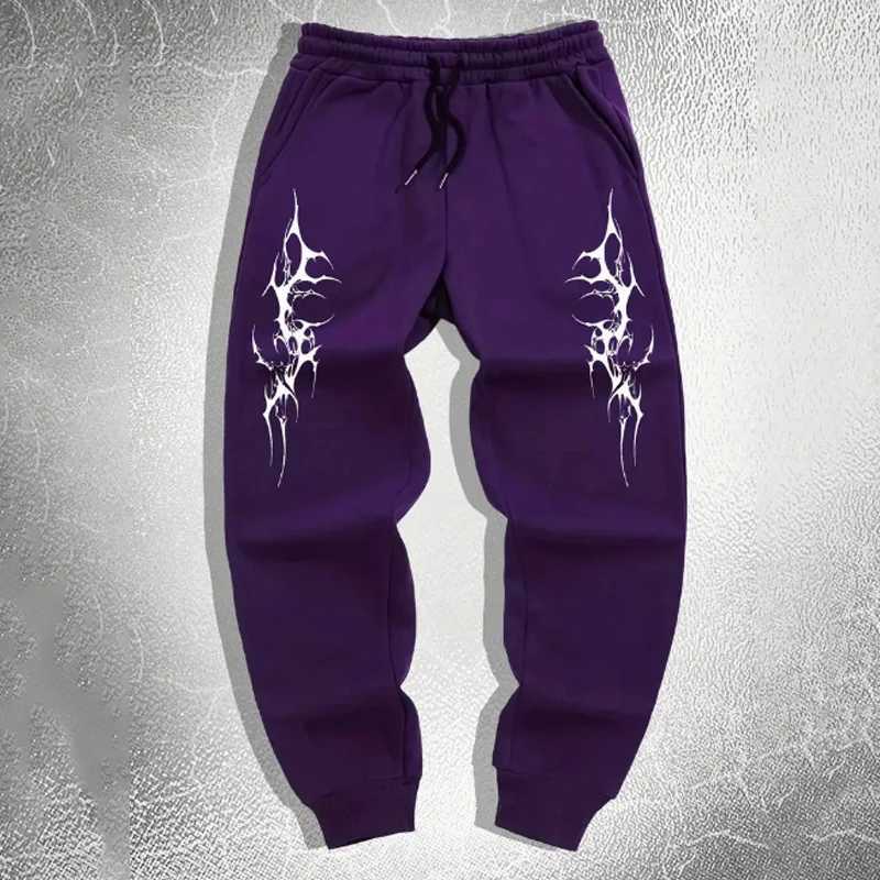 Mens Gothic style Thorn print casual sports pants - Comfortable fit drawstring waistband polyester blend perfect choice for X250319