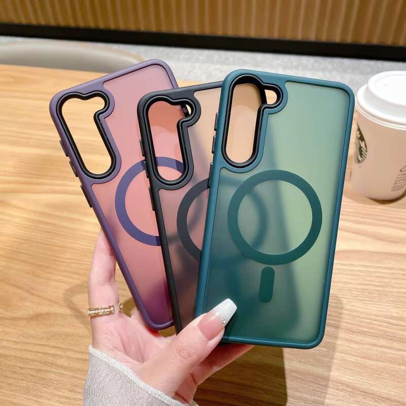 Skin Feeg Acrylic Clear Matte Wireless Charging Phone Case for Samsung S24 Ultra S23 S22 Shockproof TPU Transparent Cover