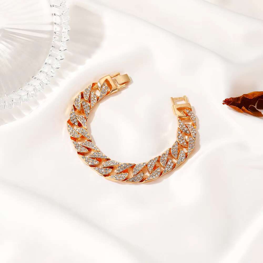 Gold Plated Hip Hop Men's Jewelry Crystal Water Dia Ice Out Cuban Chain k