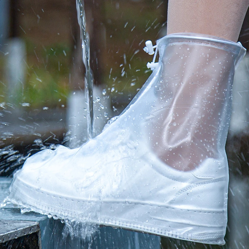 1 pair of waterproof shoe covers anti slip reusable rain boots for women PVC outdoor highquality 250318