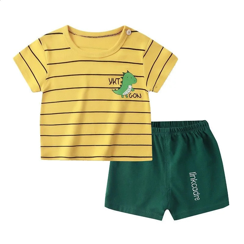 Kids Cartoon Clothing Sets Summer Fashion Short Sleeve Suits Boys Girls T-ShirtsShorts 2Pcs Children Outfits 0-6 Years 250319