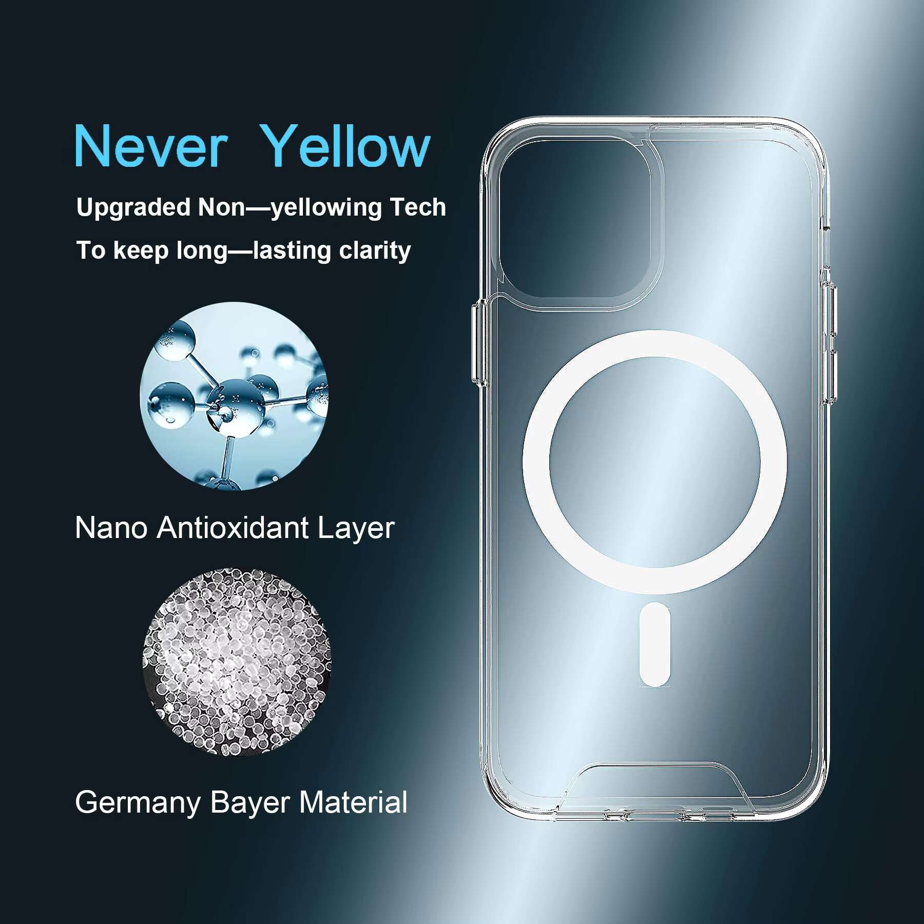 Shockproof Clear Charger Mag Mobile Cases Transparent Safe Magnetic Phone Case for Iphone 15 14 13 Pro Max