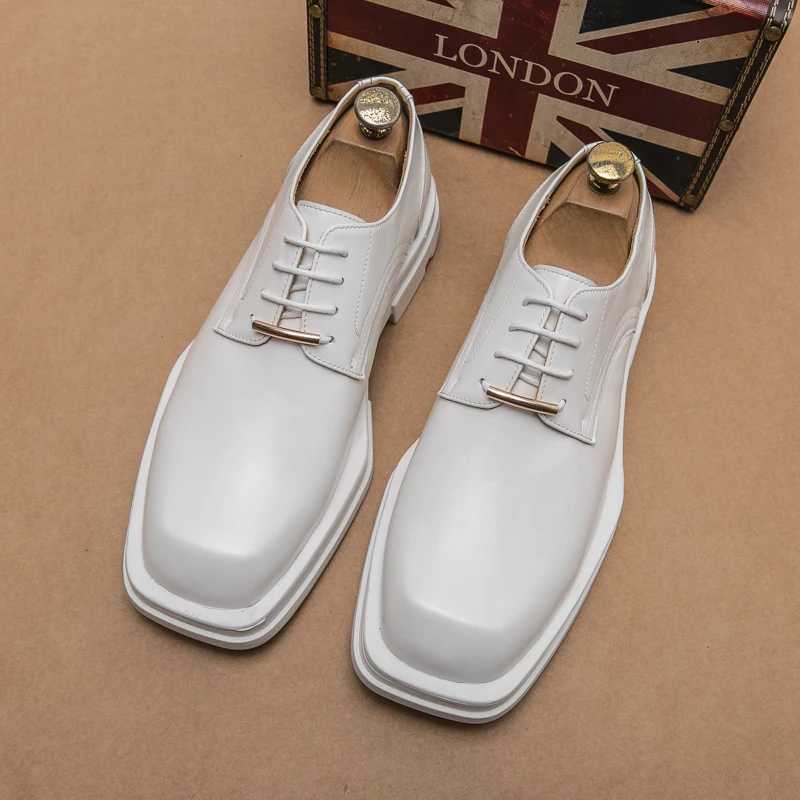 New Mens Retro Fi White Thick soled Formal Shoes Mens Wedding Ball Home Sapato Social MasculinoXJ250319