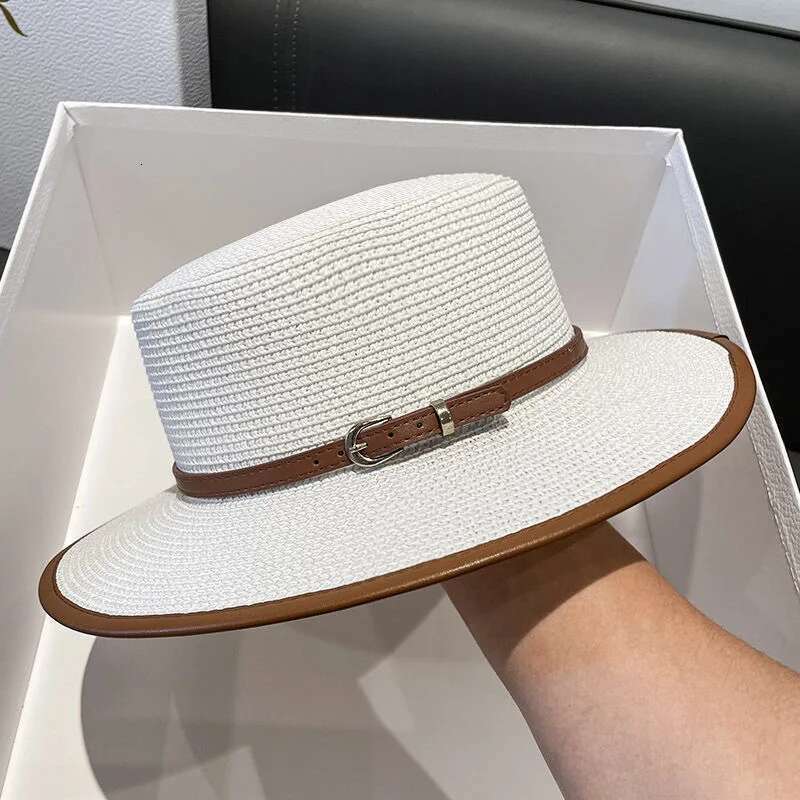 Fashion Belt Decoration Jazz Sun Protection Simple Leisure Woman Summer Outdoor Beach Travel Sunscreen Panama Hat