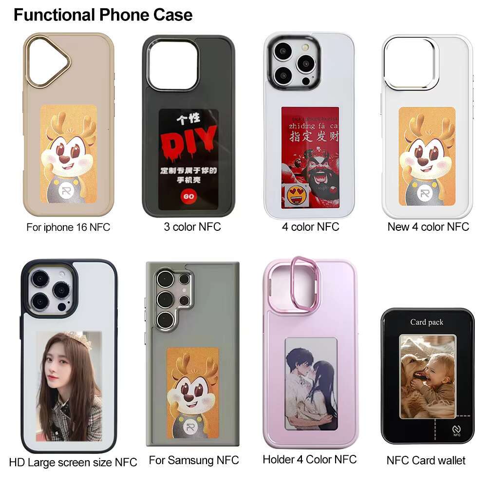 New Designer DIY Smart NFC E Ink Screen Display Shockproof Mobile Phone case for Samsung Galaxy S24 S23 ultra Plus Cover