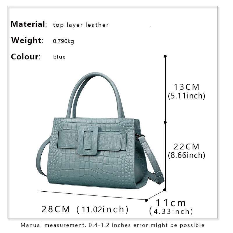 Aidrani 2024 Fashion Genuine Leather Handbag Crocodile Pattern Large Capacity 100% Cowhide Square Bag