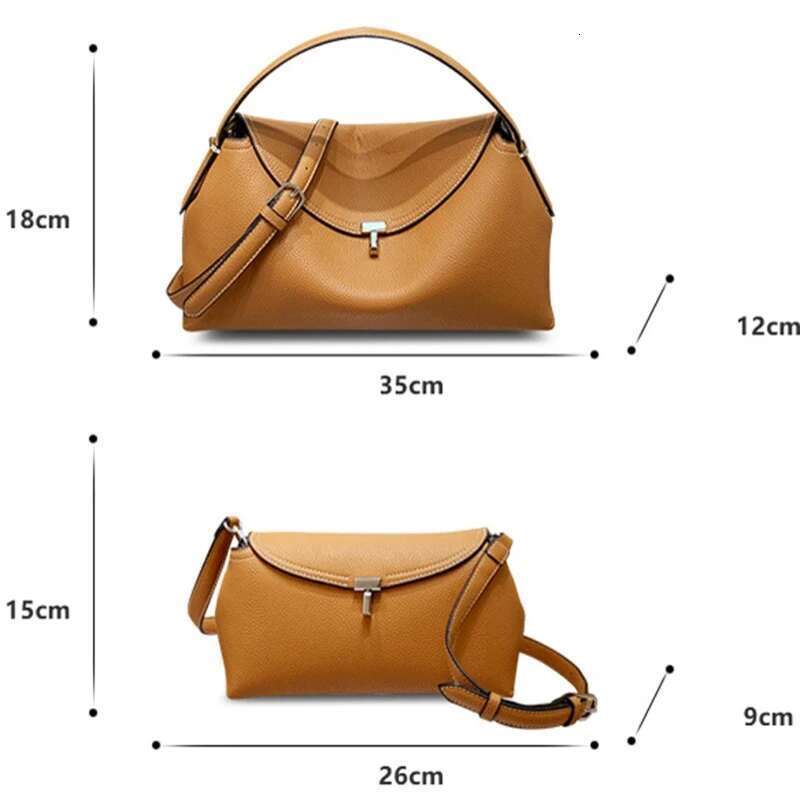 2025 new women's niche simple top layer cowhide T-shaped lock fashion commuter crossbody large capacity shoulder bag