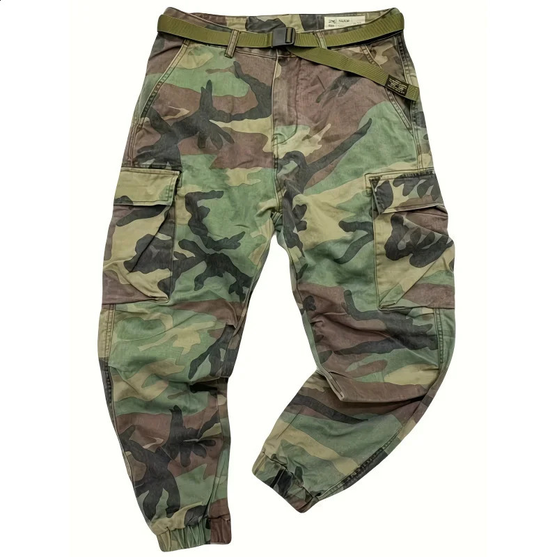 Camouflage pants mens casual ruffled edge handheld multi pocket surpassing loose and trendy Harlan leggings 250319