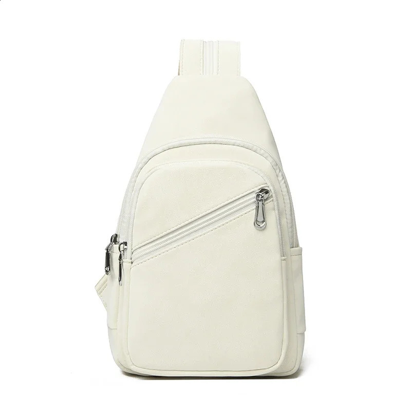 PU Solid Color Product Womens Waist Packs Zipper Casual Crossbody Bag Soft Versatile Commuting Chest Bag 250317