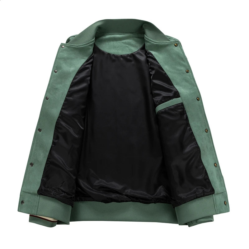 Mens Jacket Suede Baseball Hoodie Coat Motorcycle Bomber Pockets Plus Size Oversize Waterproof Autumn Casual Male Loose College 250317