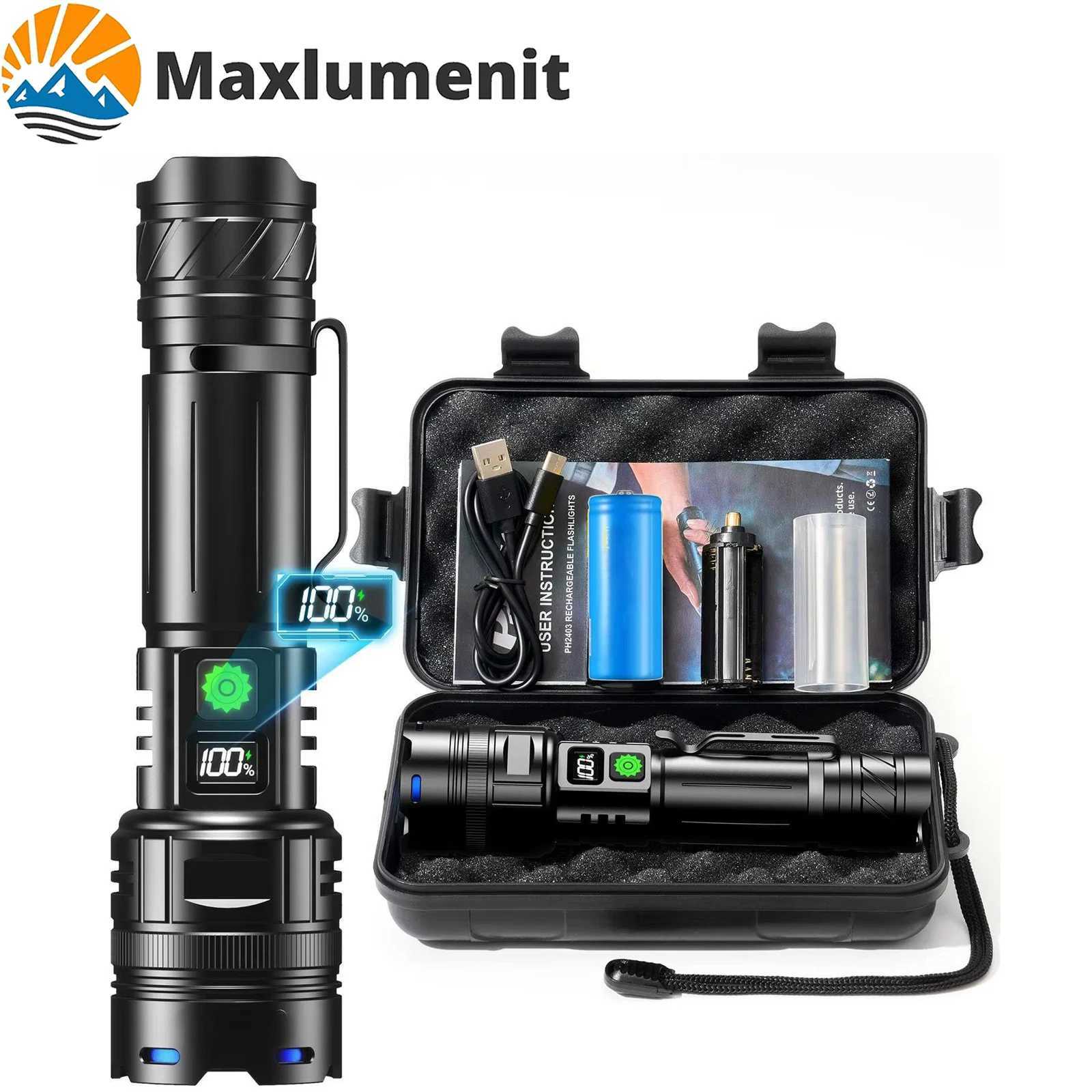 Powerful 1000000 high lumen D flash ultra bright charging portable Ultra Power USB C flashlight for outdoor lighting W250319