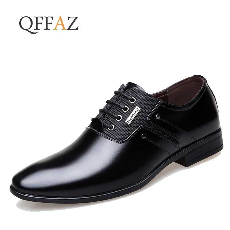 QFFAZ Large Size 38-47 Mens Wedding Shoes Black Brown Oxford Shoes Official Office UK Lace Mens ShoesXJ250319