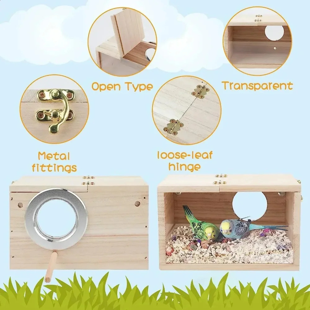 Transparent n Parakeet parrot cage house easy to clean smooth edges nest box bird supplies 250318