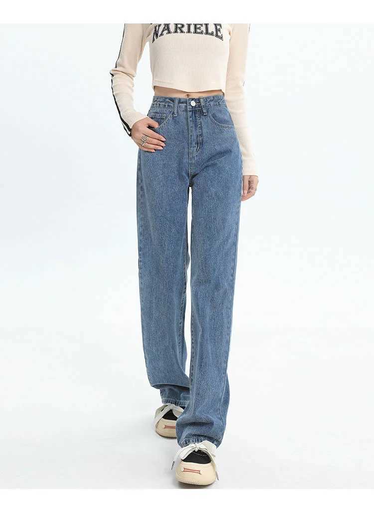 Spring and summer new high waisted ultra-thin jeans suitable for women niche casual loose thin bottom pants wide leg pants fashionable pantsT250319