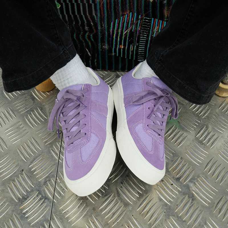 Jewelry Purple Soft Cfortable Man Sneakers For Skateboarding Two-Te Shoelace Suede Canvas Fi Skate Shoes Y250318