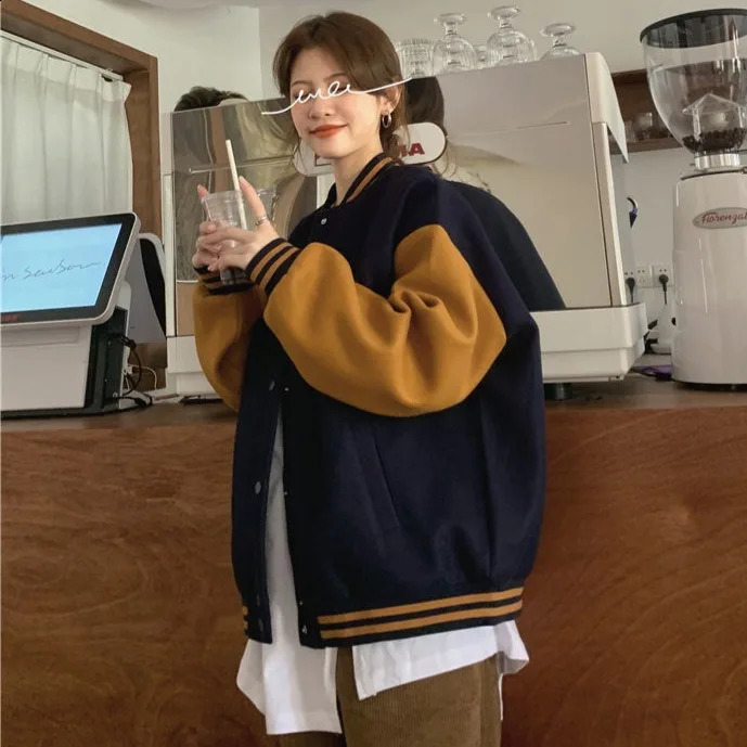 Autumn and Winter Korean Version of The Ins Baseball Uniform Collision Colour Couples Harajuku Wind Fried Street Jacket Jack 250317