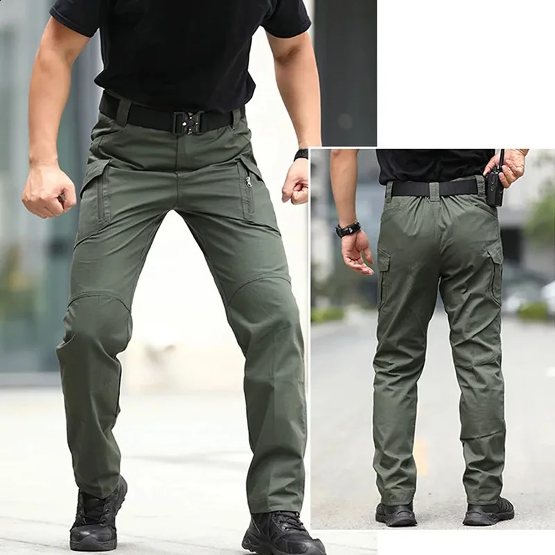 2025 Urban Tactical Pants Mens Cargo Trouser Outdoor Work Multi Pocket Waterproof Leisure Training Hiking Bag 250319