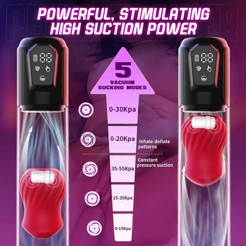 Automatic suction penis pump male masturbation electric oral sex penis extender with rose pocket cat adult sex toyXJ250319