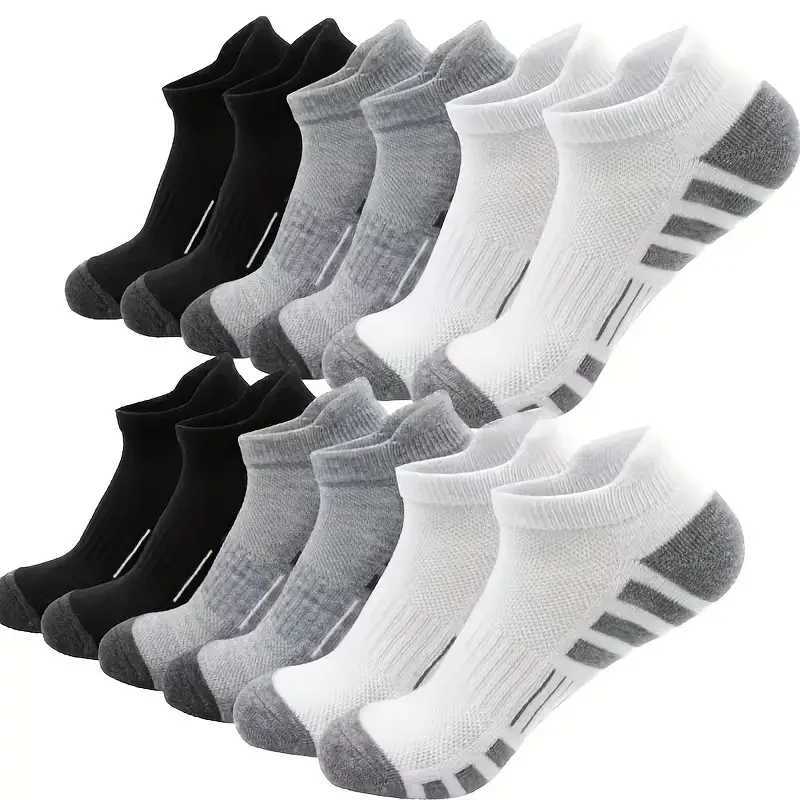6/12 Pairs Comfortable Cushioned Running Socks - Lightweight Moisture-Wicking Breathable Low Cut Non-Slip Tab X250319