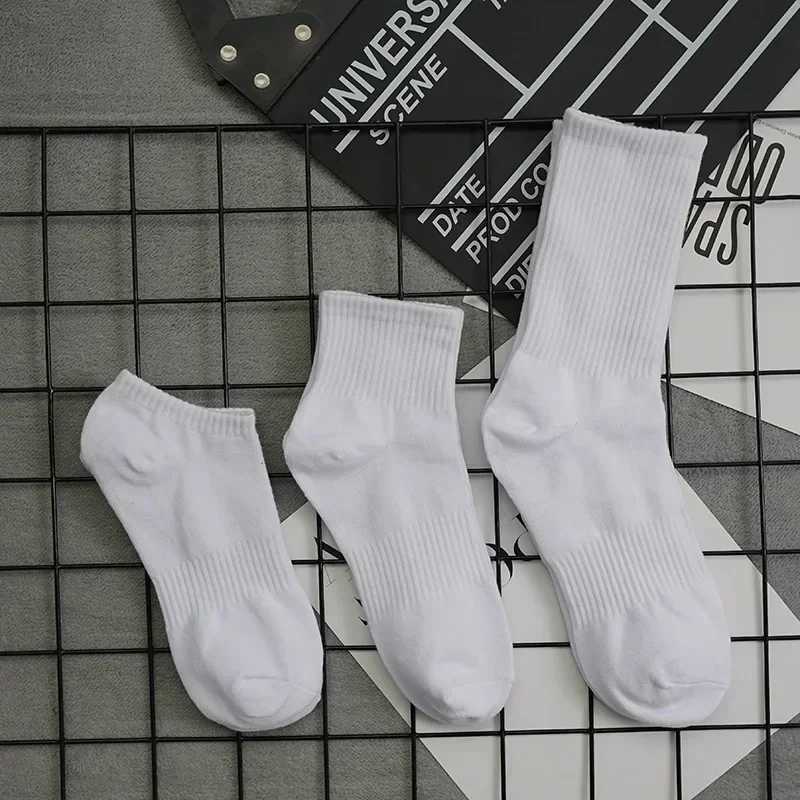 5 pairs of socks mens cotton deodorant winter towel bottom velvet tube white long socks thick sports basketball socks X250319
