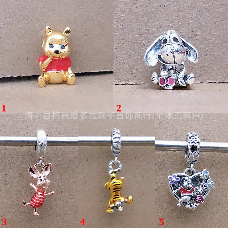 925 Sterling Silver Dangle Charm Tiger Animal World Charm Bracelet Necklace Trinket Diy Beads Bead Fit Charms Bracelet DIY Jewelry Accessories