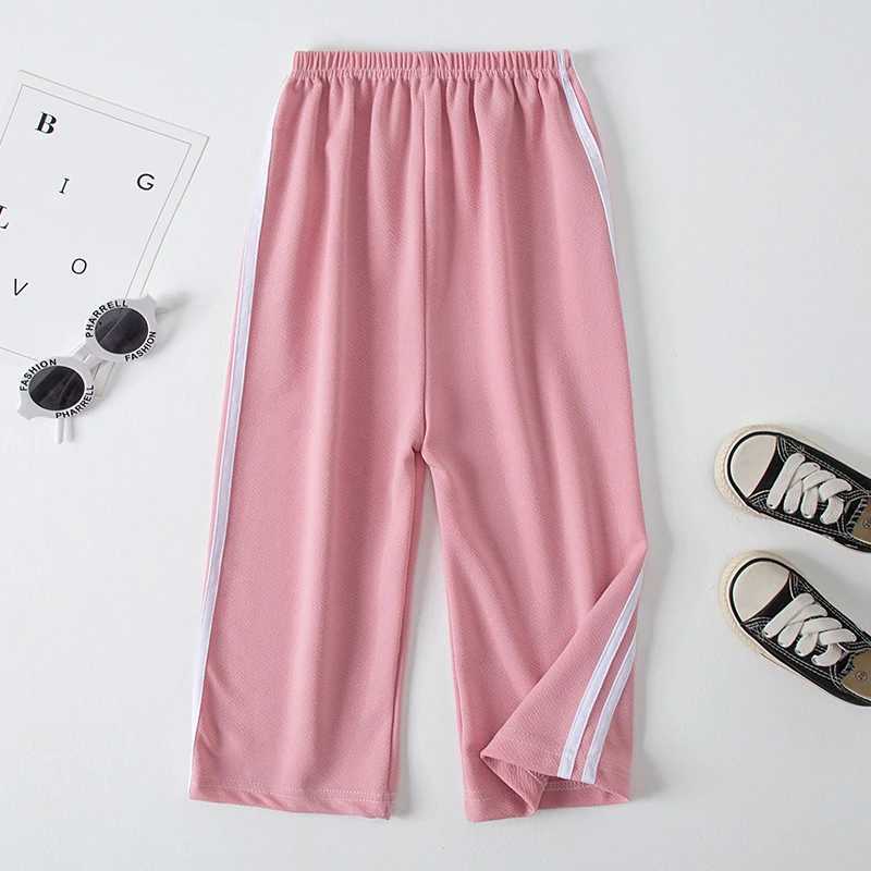 Summer childrens thin and wide leg pants boys and girls colorful casual sports straight pants comfortable pantsT250318