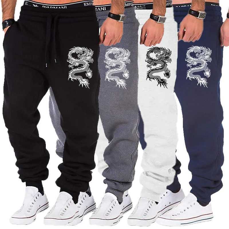 New Fashion dragon print Joggers Men Body Building Gyms Pants Outdoor Casual Sweatpants Sports Fitness Trousers X250319