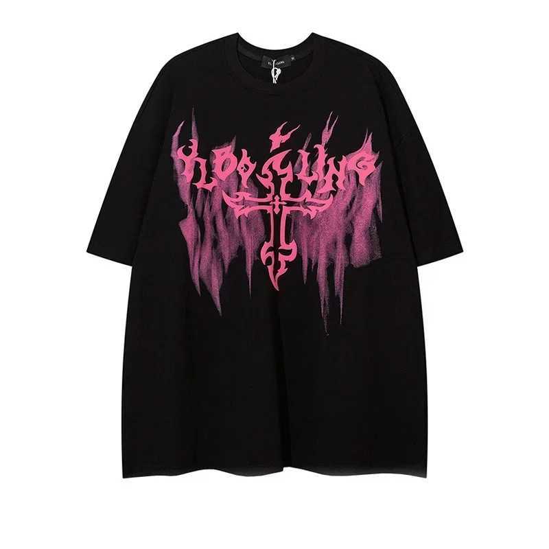 Mens and womens cotton creative printing graphic T-shirt round neck short sleeved oversized T-shirt street clothing Harajuku Y2K summerT250319