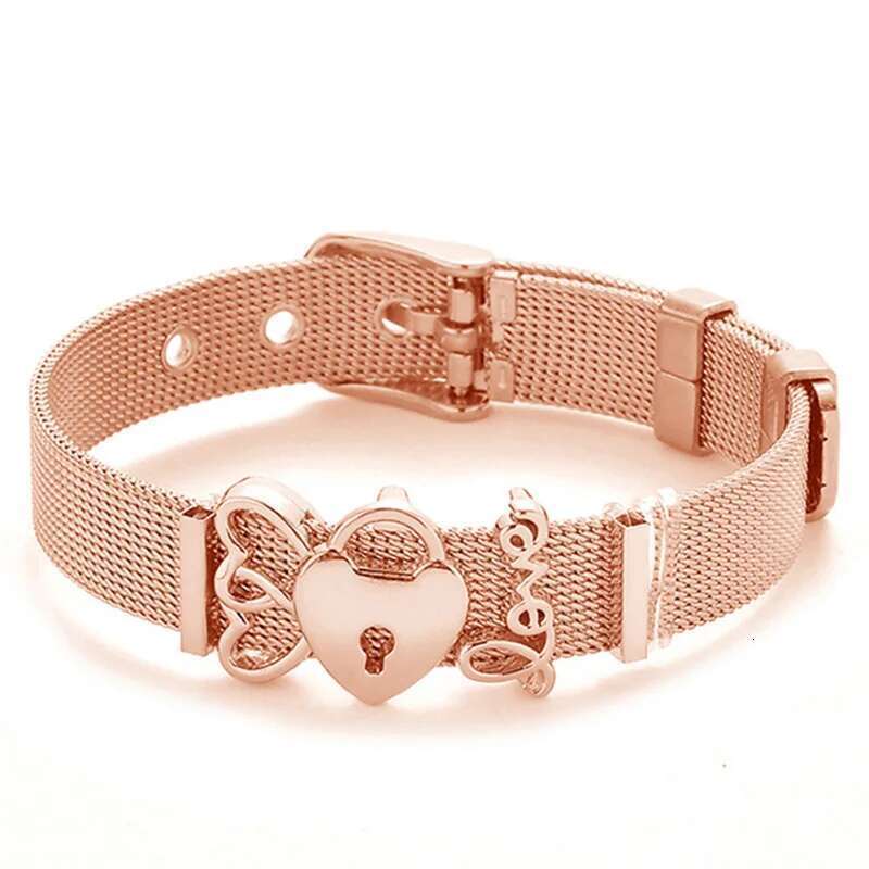 Fashion Stainless Steel For Woman Men Bracelet Mesh Bracelet Set Crystal Heart Anchor Charm Fine Bracelet Bangle Female Lover