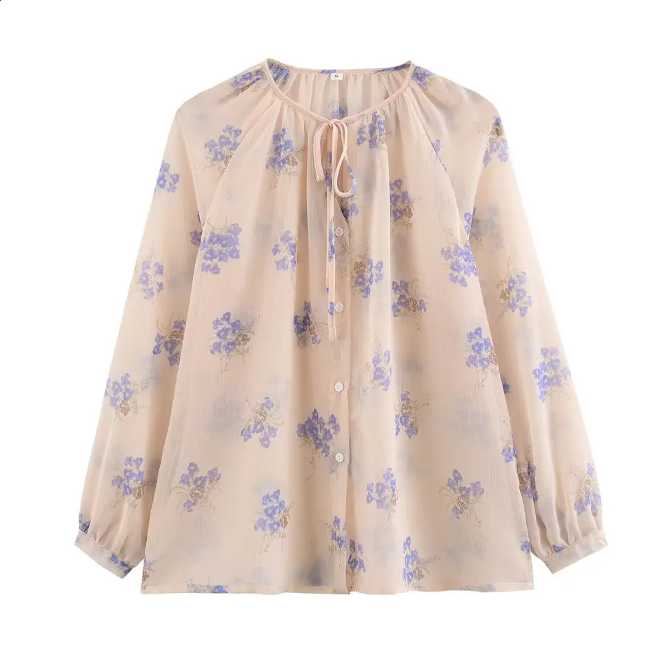 Trafshe Womens Flower Printed Shirt and Retro Summer Clothing Long Sleeve Y2k Top 2587056 250318