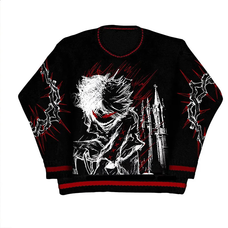 Dark wind autumn and winter street personality Gothic dark loose long sweater Y2K clothing INS 250318