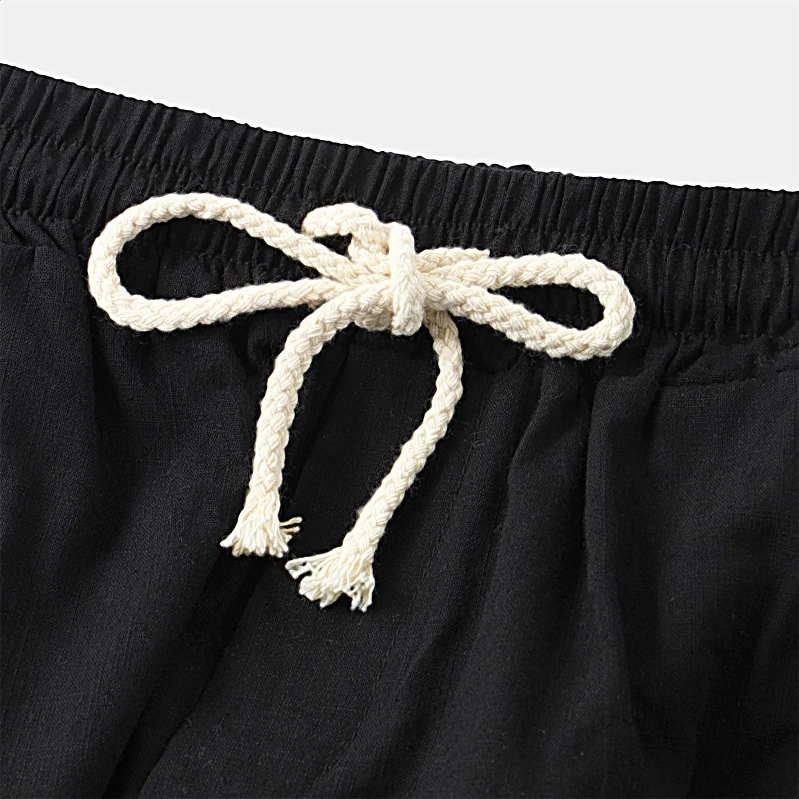 Mens Summer 2 Piece Shorts Set Solid Color Cotton Linen Short Sleeve Lapel Button Up Shirts TopShort Pants Set Sleepwear Pajamas 250317
